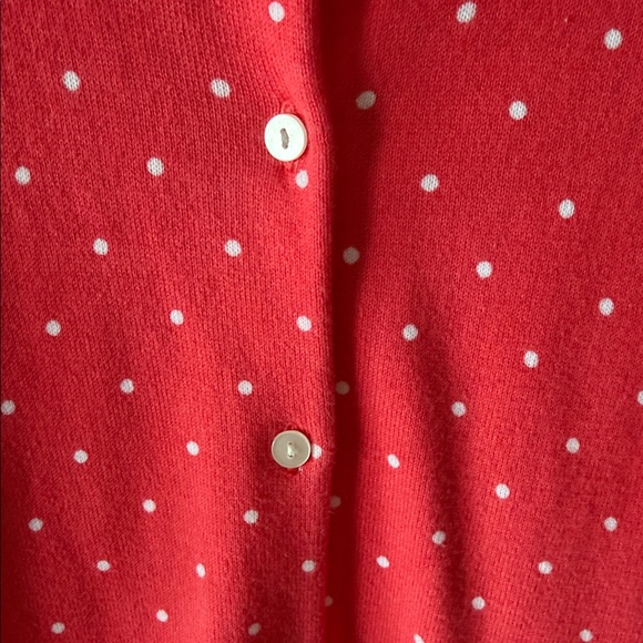 Lands' End Coral & White Polka Dot Womens XL/18 Knit Cardigan Classic Preppy - Picture 6 of 9